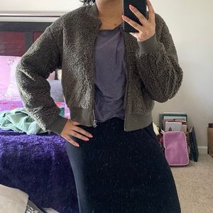 Uniqlo military green sherpa coat